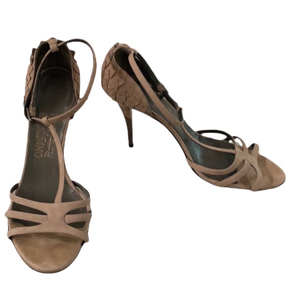 Salvatore Ferragamo Shoes - Salvatore Ferragamo Dance gold heel sandals RARE